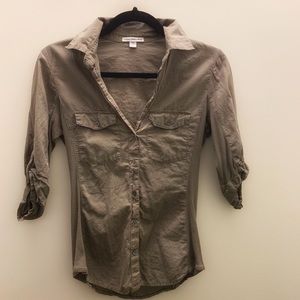 James Perse Olive Color Button Down Shirt Size 1